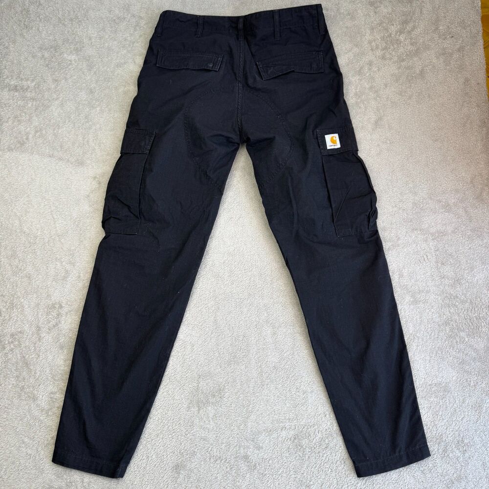 Carhartt WIP Aviation Regular Cargo Pants Men 30x32 Black Cotton Ripstop Utility - Picture 8 of 10